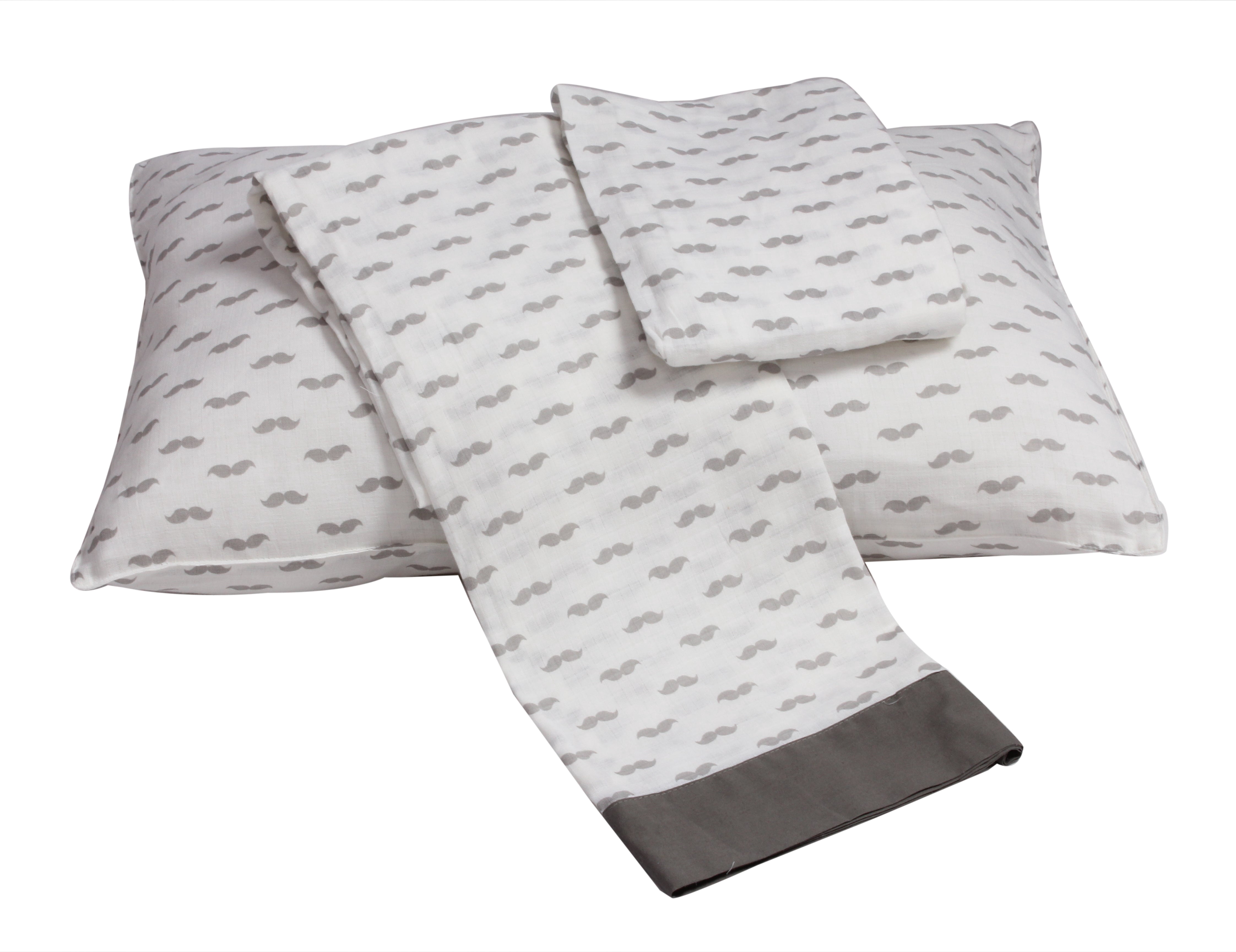 Bacati - Toddler Bedding/Sheet Set 100% Cotton Muslin, Love Hearts Grey