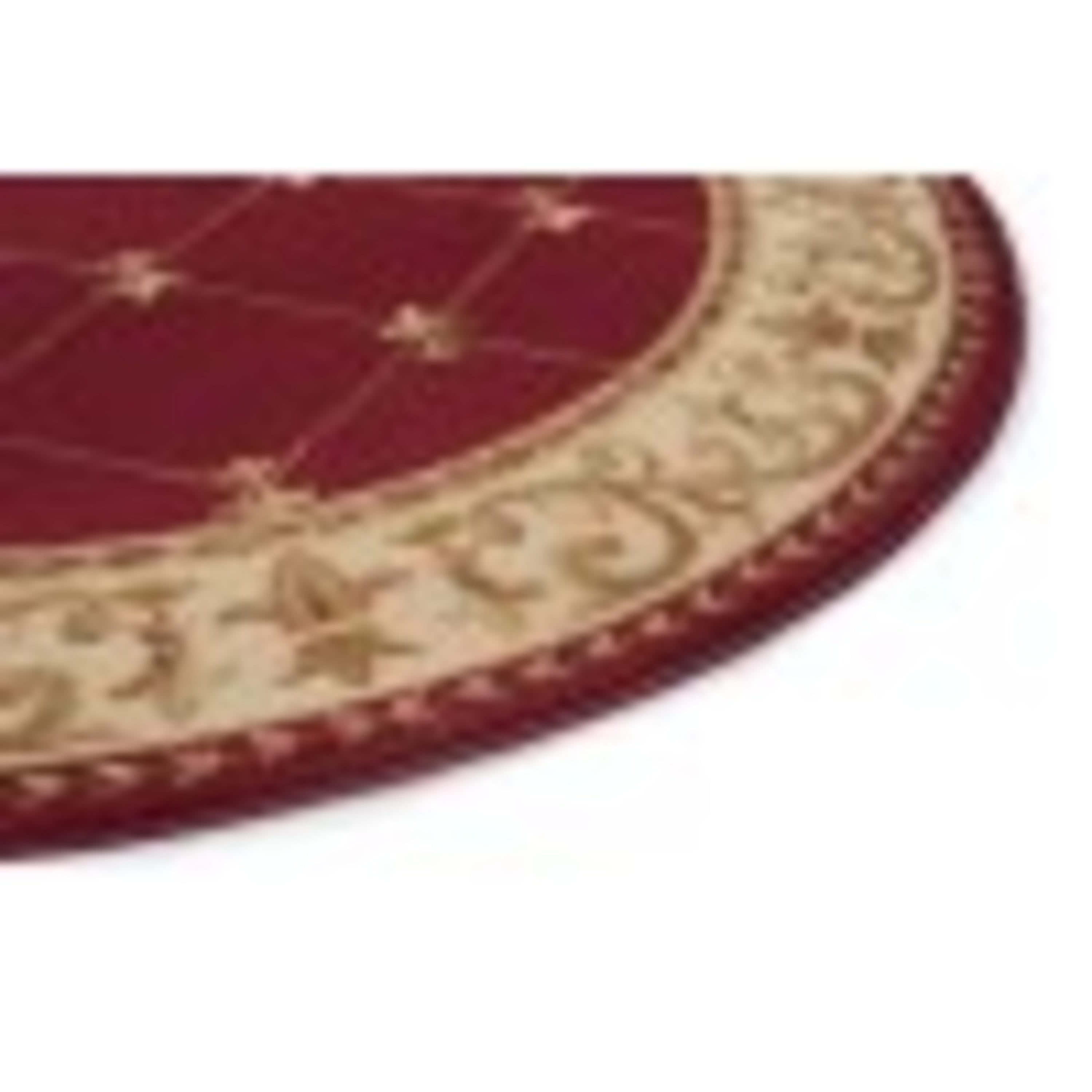 Sensation Traditional 5' Round Red and Beige Polypropylene Indoor Area Rug