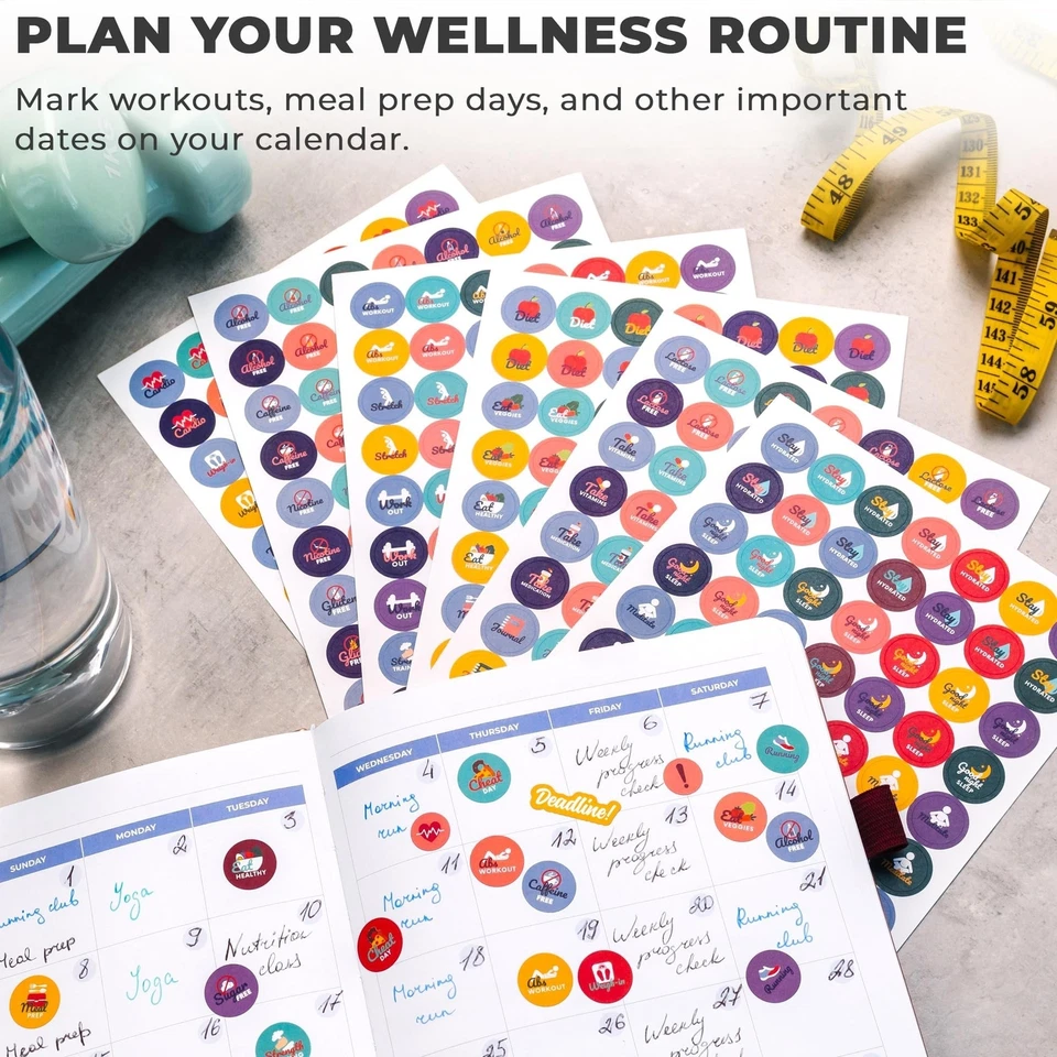 Clever Fox Planner Fitness Stickers Set - Monthly, Weekly & Daily Planner Sti...