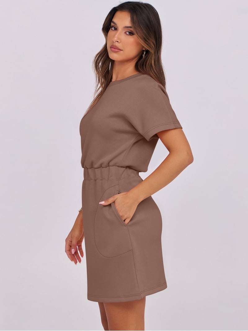 elastic waist t shirt dress Women's Pocket Elastic Waist Mini T-Shirt Dress AnnikaStyles