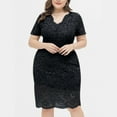 thumbnail image 2 of Patlollav Womens,Fashion Womens Plus Size V Neck Short Sleeve Solid Lace Dress Party Dress, 2 of 6