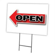GIANT LEFT OPEN ARROW 18"x24" Yard Sign & Stake | Advertise Your Business | Stake Included Image On Front Only | Made in The USA