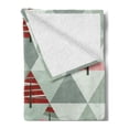 thumbnail image 2 of Grey Soft Flannel Fleece Throw Blanket, Abstract Geometrical Theme Retro Illustration of Triangles Trees Print, Cozy Plush for Indoor and Outdoor Use, 50" x 60", Coral and Reseda Green, by Ambesonne, 2 of 5