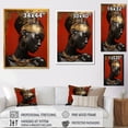 thumbnail image 4 of Designart "Diva African American Woman in Gold & Red II" Fashion Canvas Wall Art - Glam Gold Woman Egyptian Entryway Wall Art Print, 4 of 6