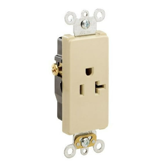 Leviton 16341-I Decora Single Receptacle Commercial Grade 5-20R 20A 125V Side Wired - Ivory