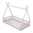 thumbnail image 6 of Euroco Twin Size House Platform Bed, Floor Bed with Guardrails for Kids Teens Room, Pink, 6 of 11
