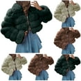 thumbnail image 5 of Qeaghou Womens Faux Fur Coat Trendy Zip Up Cropped Teddy Jackets Long Sleeve Fuzzy Fluffy Warm Short Winter Coats with Hood, 5 of 6