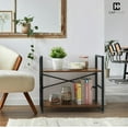 thumbnail image 2 of PRZL 2 Tier Small Bookshelf, 24 Inch Width Free Standing Shelf, Industrial Book Shelves for Home Office, Bookcase Shelf Storage Organizer for Living Room, Rustic Oak Vintage Shelves & Metal Frame, 2 of 6