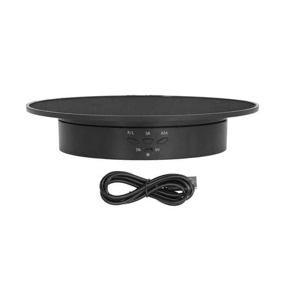3-Speed Adjustable, USB-Powered Jewelry Turntable - Black 200mm Motorized Rotating Display Stand
