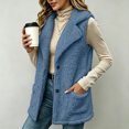 thumbnail image 4 of LUVDA Fleece Lapel Vest for Women - Button Up Sleeveless Warm Jacket with Pockets for Casual Outdoor Fall Winter Layering, 4 of 7