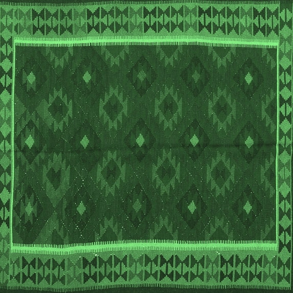 Ahgly Company Indoor Square Oriental Emerald Green Traditional Area Rugs, 8' Square