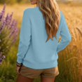 thumbnail image 4 of V Neck Sweater for Women, Fall Lightweight Knit Long Sleeve Pullover Sweaters Crochet Tops Womens Winter Clothes Vintage Basic Loose Soft Business Casual Teacher Outfits Modest,Sky Blue,XL, 4 of 4