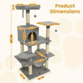 thumbnail image 3 of Costway 58" Tall Multi-level Cat Tree with Upholstered Perch & Cat Condo, Comfy Hammock Light Gray, 3 of 10