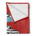 thumbnail image 2 of Truck Soft Flannel Fleece Blanket, Vintage Pickup Vehicle Designs on Abstract Ruby Background Inner City Transport, Cozy Plush for Indoor and Outdoor Use, 50" x 60", Ruby Blue White, by Ambesonne, 2 of 5