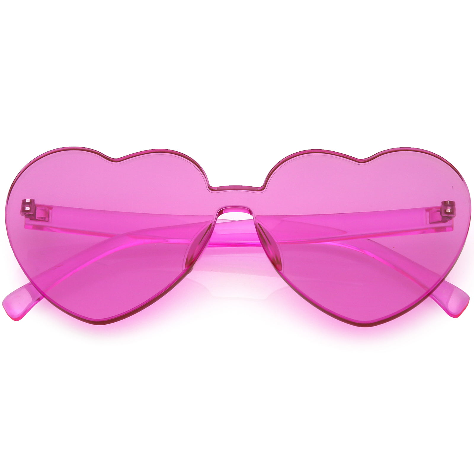 Sunglass La One Piece Rimless Heart Sunglasses Color Tinted Mono Block Lens 65mm Pink