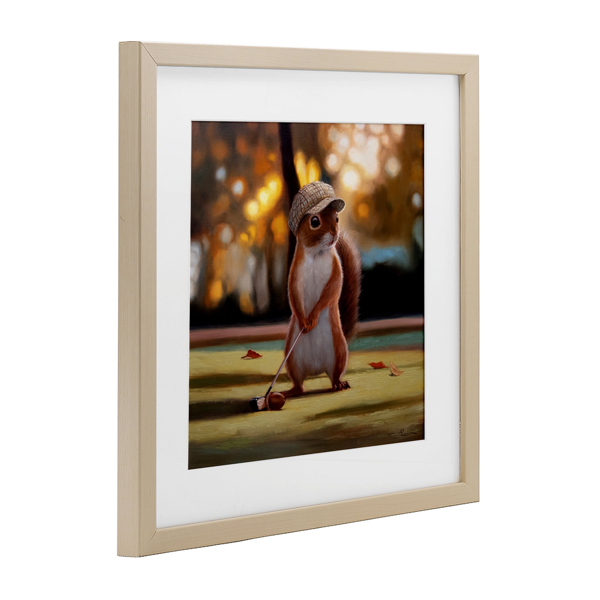 Stupell Industries Golf Nut Squirrel Birch Framed Print Under Glass, design by Lucia Heffernan