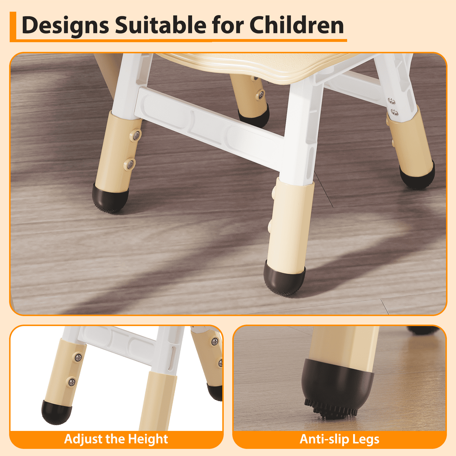 Kids Chair Set of 2 with Height Adjustable Chair, Plastic Toddler Chairs for Children Boys Girls, Kids Hammock Chair, Booster Chairs for Toddlers