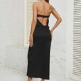 thumbnail image 7 of ATOYSOY Women's Retro Solid Color Satin Silk Maxi Straght Dress Strapless Trendy Beach Sundress Elegant Casual Relaxed Sleeveless Workout Dress for Girls Black XL, 7 of 7