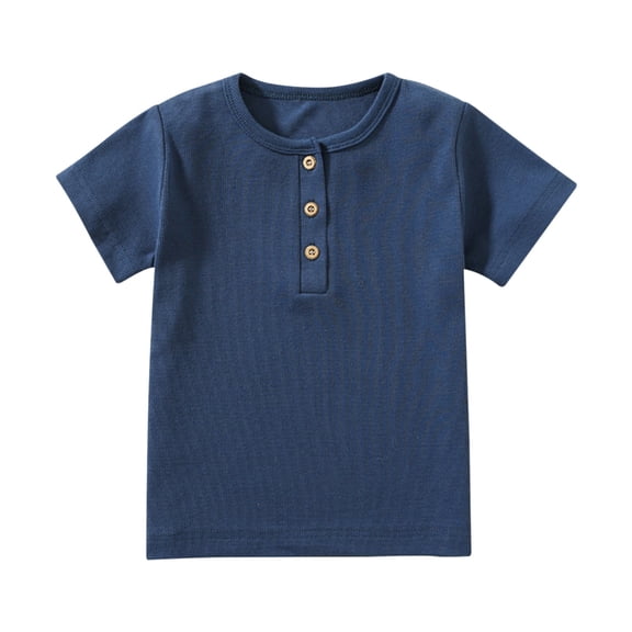 Mercatoo Toddler Short Sleeve Shirt Button Down 𝐇enley Shirt Baby Boy Girl Soft Summer Undershirts Kids Basic Solid Casual Tee Tops