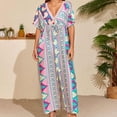thumbnail image 6 of Taqqpue Women Kaftan Dresses Plus Size V-Neck Batwing Sleeves Beach Cover Up Loose Fit Maxi Dress Summer Floral Print Caftan Dress for Women, 6 of 9