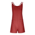 thumbnail image 5 of cfhntfmh Casual Jumpsuit for Women Fashion Double Spaghetti Strap Scoop Neck Rompers Baggy Pocketed Shorts Outfits, 5 of 7