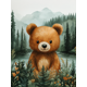 thumbnail image 1 of Qisvanset 12x16 Inch Boho Woodland Bear Canvas Wall Art, Tree Nature Kids Nursery Watercolor Decor, 1 of 5