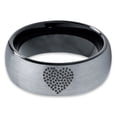 thumbnail image 2 of Tungsten Bear Paw Heart Shaped Emoji Band Ring 8mm Men Women Comfort Fit Black Dome Brushed Gray Polished, 2 of 4