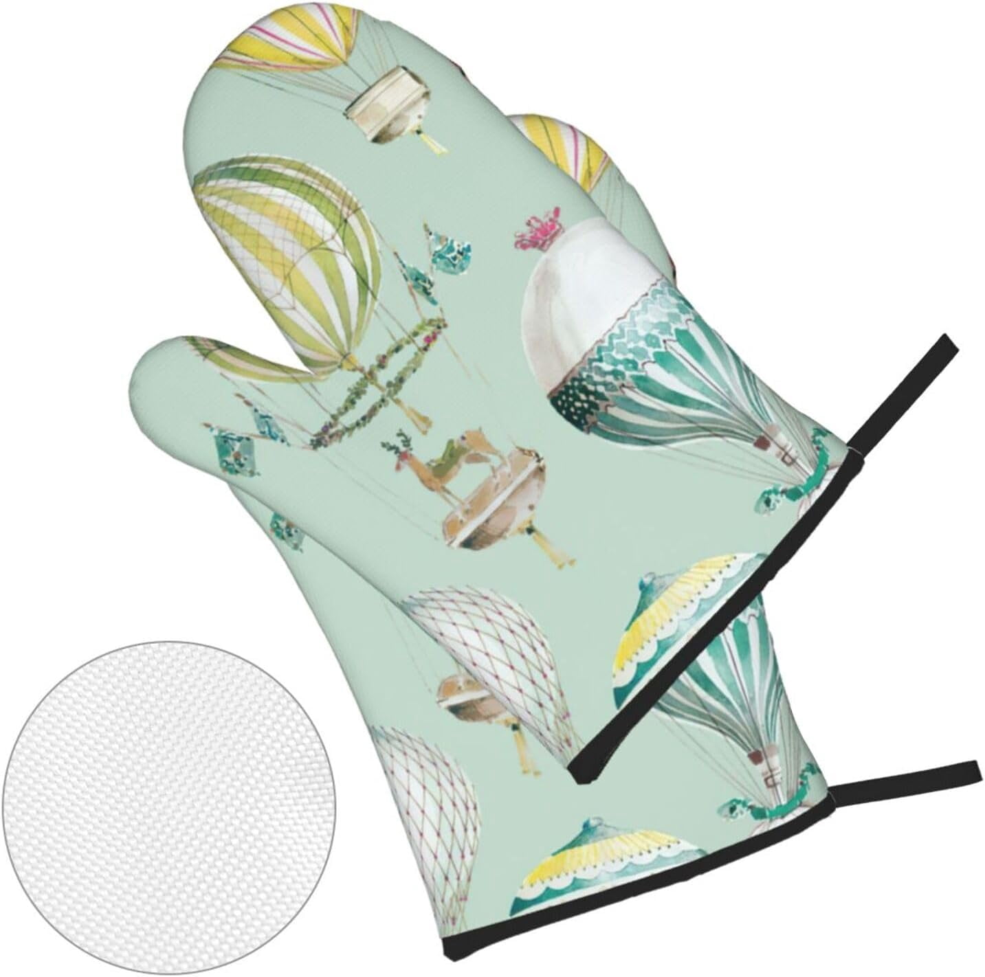 Cartoon Balloon Oven Mitts and Pot Holders Sets for Kitchen 4 Pcs 7"X11" Heat Resistant Baking Cooking