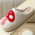 thumbnail image 6 of Tnobhg 1 Pair Plush Home Slippers Autumn Winter Mushroom Pumpkin Christmas Elk Fuzzy Warm Non-slip Flat Sole Men Women Universal Indoor Slides Shoes Footwear, 6 of 8