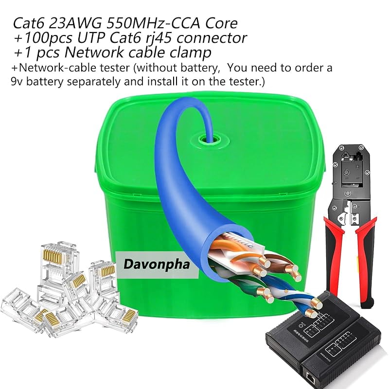 Cat6 300ft CCA Ethernet Cable Bulk, 23AWG UTP for DIY Smart Home/Online School/Basic Security Cameras,WiFi Routers Non-Plenum(300ft,Utp cat6e cca)
