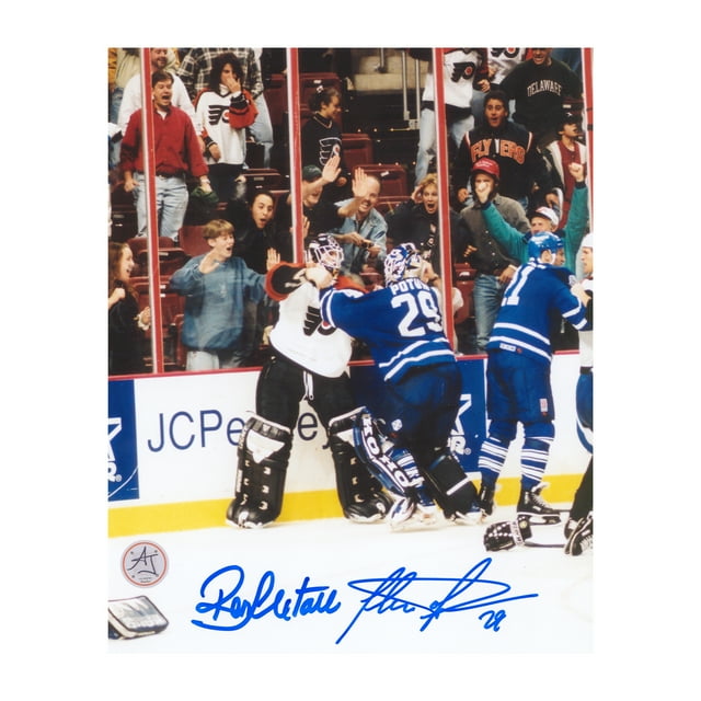 Felix Potvin Bataille de Gardien de But de Hockey de Toronto à Double Signature Photo 8x10