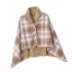 thumbnail image 5 of Poncho manta chal envolvente para mujeres y hombres, acogedor con botones, manta para el regazo, ponible Camello 80x130cm, 5 of 9