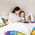 thumbnail image 5 of Homewish Cute Watercolor Butterfly Queen Comforter Set,Multicolor Graffiti Bedding Sets,Modern Aesthetic Art Bedding Comforter Set For Girls Teens,Luxury Bedroom Decor,3-Piece, 5 of 8
