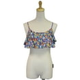 thumbnail image 2 of Cotton Candy USA Cropped Floral Printed Ruffled Top With Tie Back Closure, 2 of 4