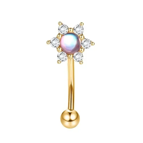 Bobisty Eyebrow Tongue Studs Stainless Steel Curved Barbell Dangle CZ Belly Lip Cartilage Daith Surface Tragus Piercing Jewelry ZR