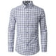 thumbnail image 2 of Camisa JEMITOP para hombre, manga larga, corte ajustado, a cuadros, blanco y azul marino, talla M, 2 of 6