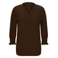 thumbnail image 4 of Women's 3/4 Sleeve V-Neck T-shirts Ruffle Summer Casual Tops, 4 of 9