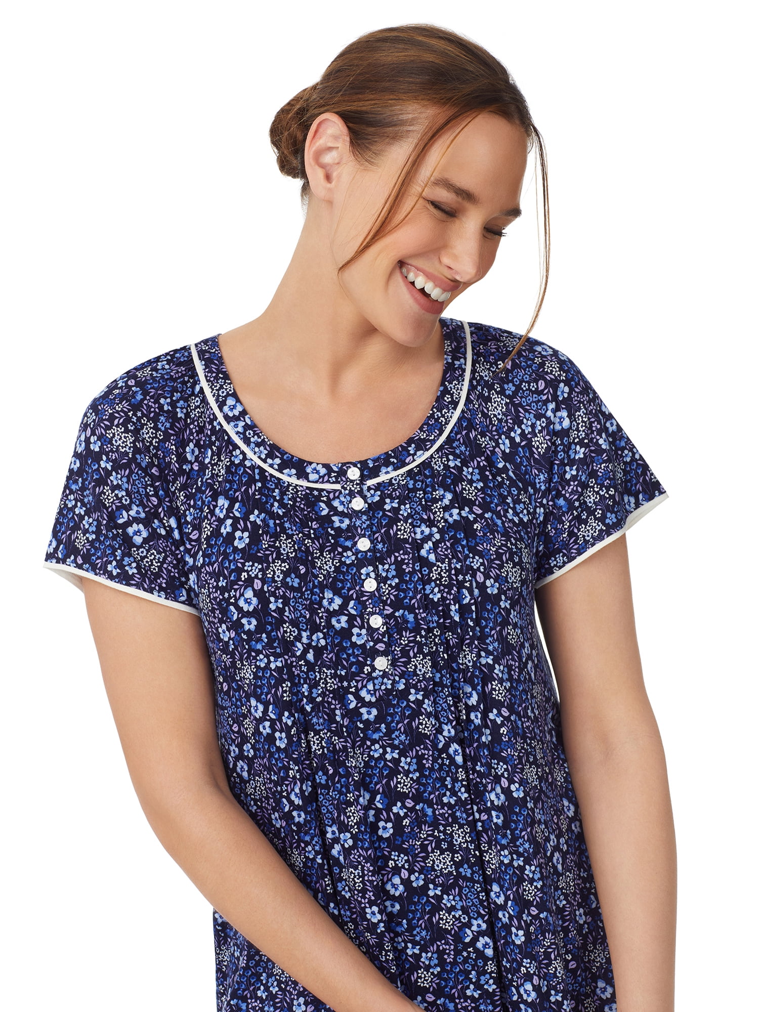 Aria Women's Raglan Sleeve Scoop Neck 40" Nightgown, Sizes XS to 5X