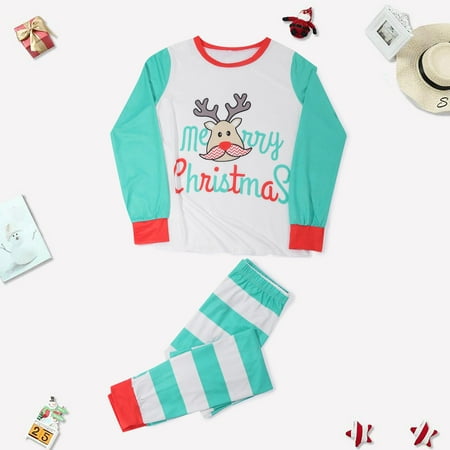 

DAETIROS Soft Cute Print Christmas Beach Parent-child clothing Green