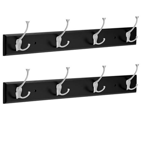 Franklin Brass (2 Pack) 26.5 Inch Coat Rack Hanging Rail Mount Wall Organizer, 4 Hook Clothes Rack, Heavy