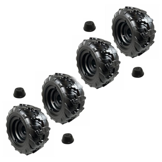 4 Genuine Power Wheels 3900-6454 Black Wheel For Jurassic World Dino Racer ATV with Retainers