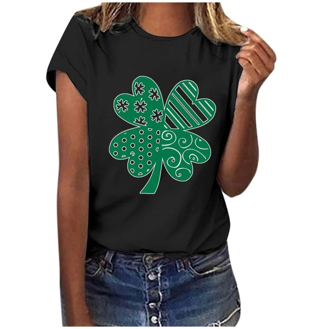 TopLLC St. Patrick's Day Patricks Day Chemises pour Femmes Hauts de Gommage St Patricks Day Mode Dames Impression St. Manches Courtes Col Rond Chemise Femme Décontractée Ample