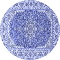 thumbnail image 1 of Ahgly Company Machine Washable Indoor Round Medallion Blue Traditional Area Rugs, 4' Round, 1 of 4