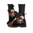 thumbnail image 1 of Woobling Womens Leather Boot Lace Up Ankle Boots Floral Short Bootie Non Slip Booties Work Red Rose 7, 1 of 2