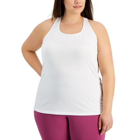ID Ideology Plus Size Rainbow T Back Tank Top Bright White 2X