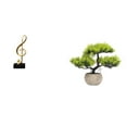 thumbnail image 1 of Figura decorativa de escritorio con forma de nota musical, árbol bonsái artificial, planta sintética de resina, adorno escultórico creativo ideal para, 1 of 8