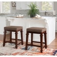 thumbnail image 2 of Linon Delimon 25" Indoor Wood Backless Counter Stool, Walnut/Brown Tweed, 2 of 10