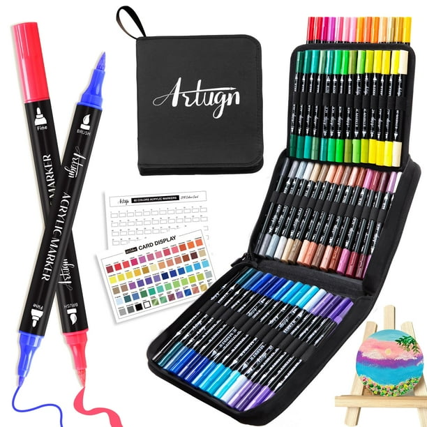 Bolígrafos Artugn de 60 colores acrílicos de doble punta para múltiples superficies