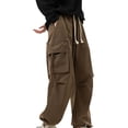 thumbnail image 3 of WXLWZYWL Men's Cargo Pants Big And Tall Flap Pocket Side Solid Pants Drawstring Elastic Waist Long Sweatpants Casual Pants Loose Straight Corduroy Pants Sweatpants Sports Trousers, 3 of 4