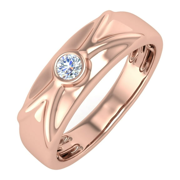 0.12 Carat Mens Diamond Solitaire Wedding Band Ring in 14K Rose Gold (Ring Size 12) (SI1-SI2 Clarity)